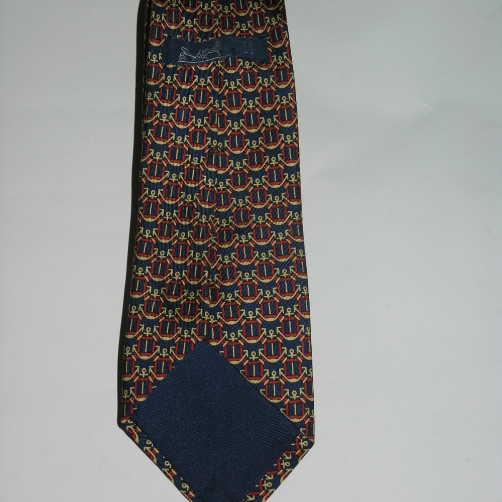 Hermes Blue Naval Anchor Pattern Classic Width Ti… - image 4